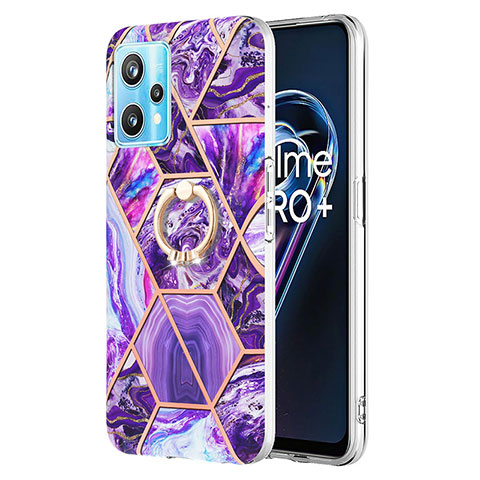 Custodia Silicone Gel Morbida Fantasia Modello Cover con Anello Supporto Y04B per Realme 9 Pro 5G Viola