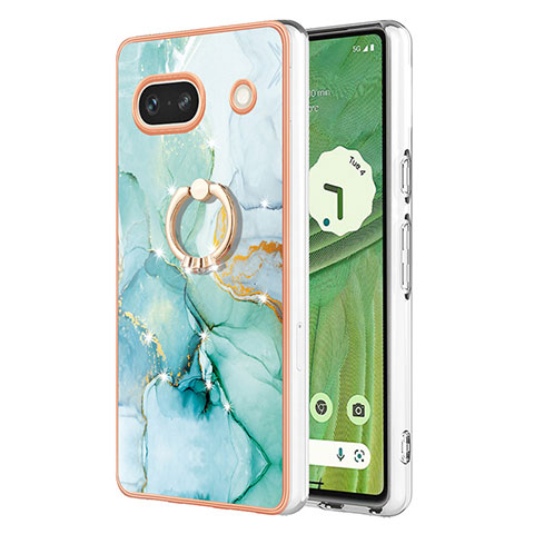 Custodia Silicone Gel Morbida Fantasia Modello Cover con Anello Supporto Y05B per Google Pixel 7a 5G Verde