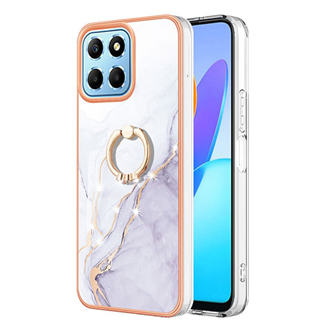 Custodia Silicone Gel Morbida Fantasia Modello Cover con Anello Supporto Y05B per Huawei Honor X6 5G Bianco