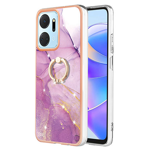 Custodia Silicone Gel Morbida Fantasia Modello Cover con Anello Supporto Y05B per Huawei Honor X7a Lavanda