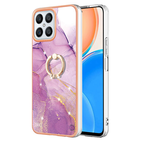 Custodia Silicone Gel Morbida Fantasia Modello Cover con Anello Supporto Y05B per Huawei Honor X8 4G Lavanda