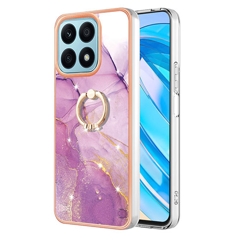 Custodia Silicone Gel Morbida Fantasia Modello Cover con Anello Supporto Y05B per Huawei Honor X8a 4G Lavanda