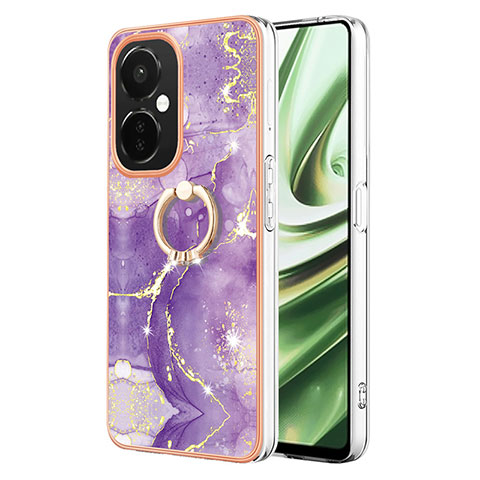 Custodia Silicone Gel Morbida Fantasia Modello Cover con Anello Supporto Y05B per OnePlus Nord CE 3 Lite 5G Viola