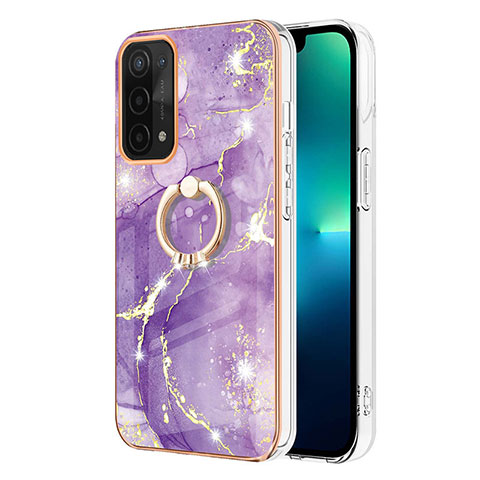 Custodia Silicone Gel Morbida Fantasia Modello Cover con Anello Supporto Y05B per OnePlus Nord N200 5G Viola