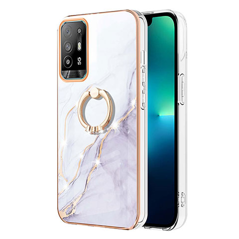 Custodia Silicone Gel Morbida Fantasia Modello Cover con Anello Supporto Y05B per Oppo A94 5G Bianco