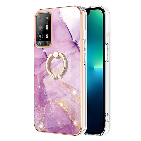 Custodia Silicone Gel Morbida Fantasia Modello Cover con Anello Supporto Y05B per Oppo F19 Pro+ Plus 5G Lavanda