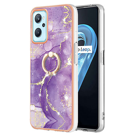 Custodia Silicone Gel Morbida Fantasia Modello Cover con Anello Supporto Y05B per Oppo K10 4G Viola