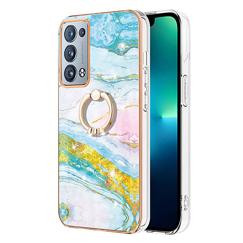 Custodia Silicone Gel Morbida Fantasia Modello Cover con Anello Supporto Y05B per Oppo Reno6 Pro+ Plus 5G Colorato