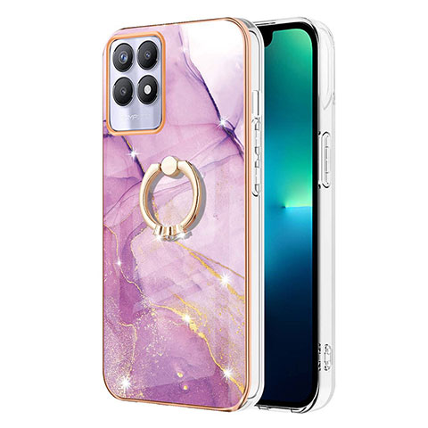 Custodia Silicone Gel Morbida Fantasia Modello Cover con Anello Supporto Y05B per Realme 8i Lavanda