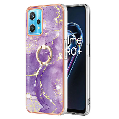 Custodia Silicone Gel Morbida Fantasia Modello Cover con Anello Supporto Y05B per Realme 9 4G Viola