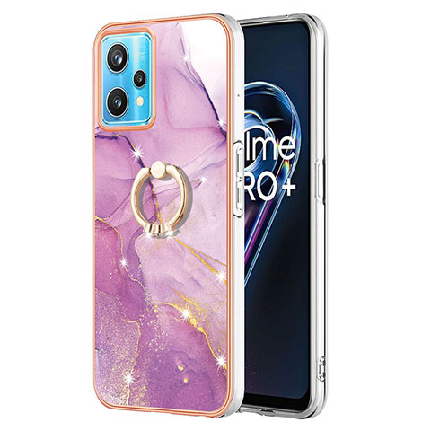 Custodia Silicone Gel Morbida Fantasia Modello Cover con Anello Supporto Y05B per Realme 9 Pro 5G Lavanda