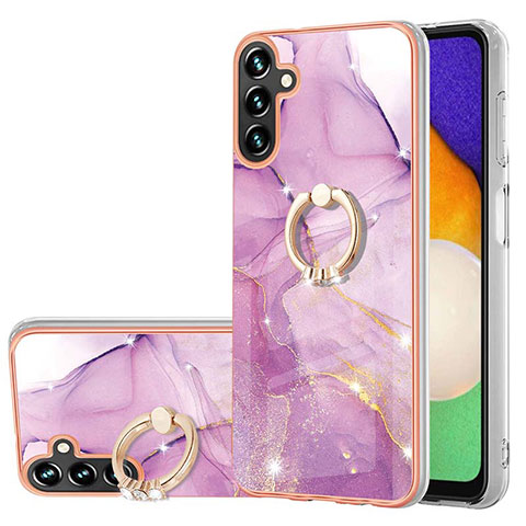 Custodia Silicone Gel Morbida Fantasia Modello Cover con Anello Supporto Y05B per Samsung Galaxy A04s Lavanda