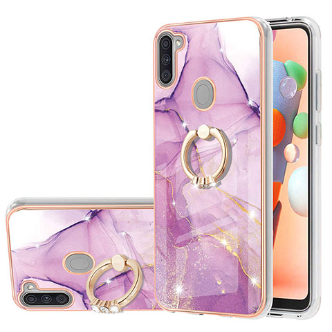 Custodia Silicone Gel Morbida Fantasia Modello Cover con Anello Supporto Y05B per Samsung Galaxy A11 Lavanda