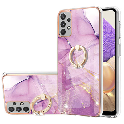 Custodia Silicone Gel Morbida Fantasia Modello Cover con Anello Supporto Y05B per Samsung Galaxy A13 4G Lavanda