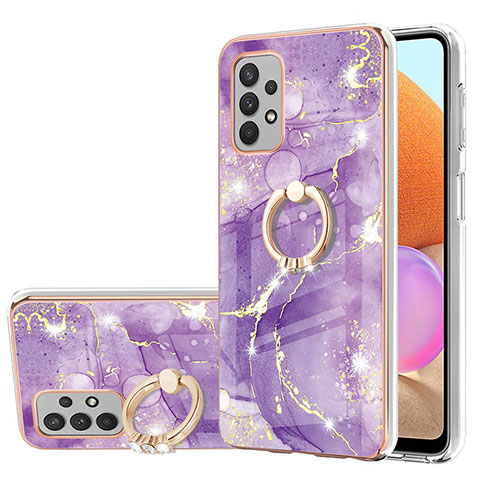 Custodia Silicone Gel Morbida Fantasia Modello Cover con Anello Supporto Y05B per Samsung Galaxy A32 4G Viola