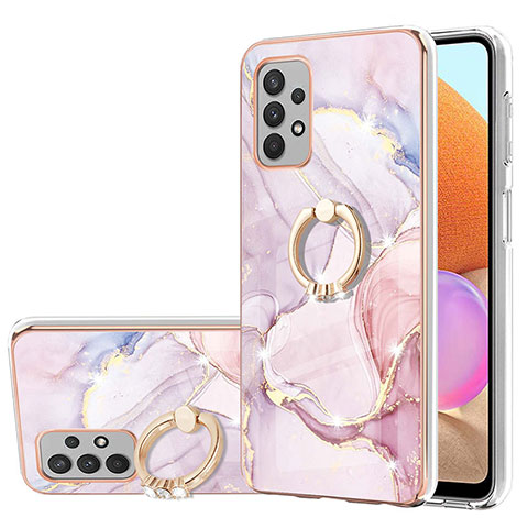 Custodia Silicone Gel Morbida Fantasia Modello Cover con Anello Supporto Y05B per Samsung Galaxy A32 5G Rosa