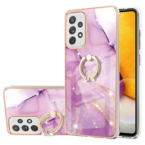 Custodia Silicone Gel Morbida Fantasia Modello Cover con Anello Supporto Y05B per Samsung Galaxy A72 5G Lavanda