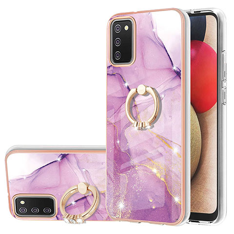 Custodia Silicone Gel Morbida Fantasia Modello Cover con Anello Supporto Y05B per Samsung Galaxy F02S SM-E025F Lavanda