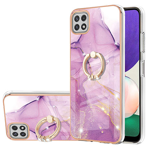 Custodia Silicone Gel Morbida Fantasia Modello Cover con Anello Supporto Y05B per Samsung Galaxy F42 5G Lavanda