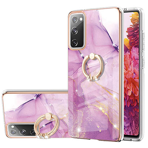 Custodia Silicone Gel Morbida Fantasia Modello Cover con Anello Supporto Y05B per Samsung Galaxy S20 Lite 5G Lavanda