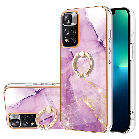 Custodia Silicone Gel Morbida Fantasia Modello Cover con Anello Supporto Y05B per Xiaomi Poco X4 NFC Lavanda