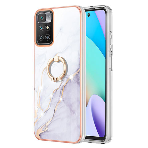 Custodia Silicone Gel Morbida Fantasia Modello Cover con Anello Supporto Y05B per Xiaomi Redmi 10 (2022) Bianco