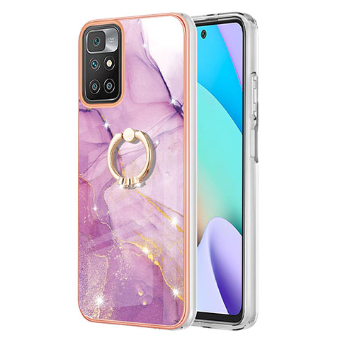 Custodia Silicone Gel Morbida Fantasia Modello Cover con Anello Supporto Y05B per Xiaomi Redmi 10 (2022) Lavanda