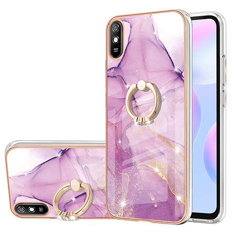 Custodia Silicone Gel Morbida Fantasia Modello Cover con Anello Supporto Y05B per Xiaomi Redmi 9AT Lavanda