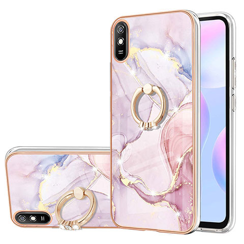 Custodia Silicone Gel Morbida Fantasia Modello Cover con Anello Supporto Y05B per Xiaomi Redmi 9AT Rosa