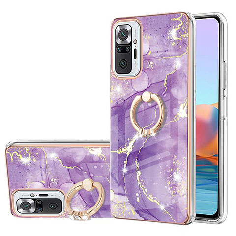 Custodia Silicone Gel Morbida Fantasia Modello Cover con Anello Supporto Y05B per Xiaomi Redmi Note 10 Pro 4G Viola