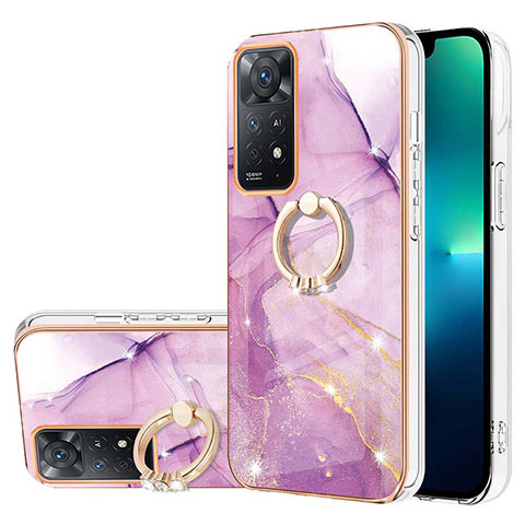 Custodia Silicone Gel Morbida Fantasia Modello Cover con Anello Supporto Y05B per Xiaomi Redmi Note 11 4G (2022) Lavanda