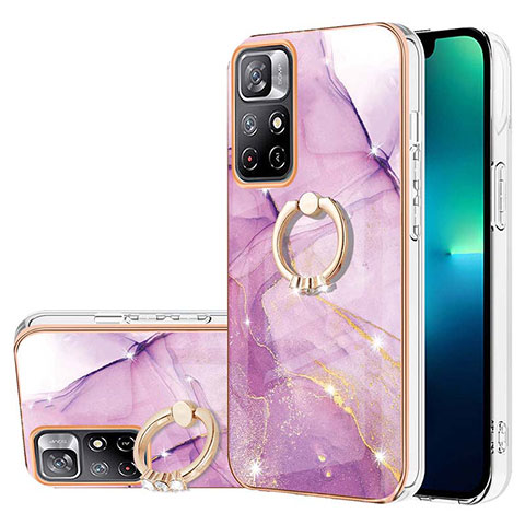 Custodia Silicone Gel Morbida Fantasia Modello Cover con Anello Supporto Y05B per Xiaomi Redmi Note 11 5G Lavanda