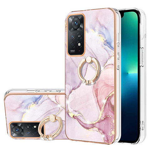 Custodia Silicone Gel Morbida Fantasia Modello Cover con Anello Supporto Y05B per Xiaomi Redmi Note 11 Pro 4G Rosa