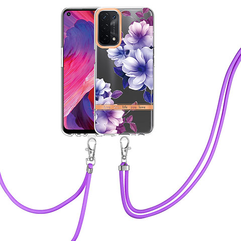 Custodia Silicone Gel Morbida Fantasia Modello Cover con Anello Supporto Y06B per Oppo A54 5G Viola