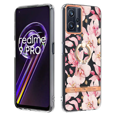 Custodia Silicone Gel Morbida Fantasia Modello Cover con Anello Supporto Y06B per Realme 9 Pro 5G Rosa