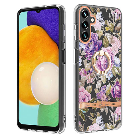 Custodia Silicone Gel Morbida Fantasia Modello Cover con Anello Supporto Y06B per Samsung Galaxy A04s Lavanda