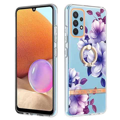 Custodia Silicone Gel Morbida Fantasia Modello Cover con Anello Supporto Y06B per Samsung Galaxy A32 5G Viola