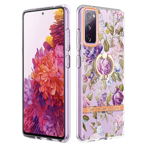 Custodia Silicone Gel Morbida Fantasia Modello Cover con Anello Supporto Y06B per Samsung Galaxy S20 FE (2022) 5G Lavanda