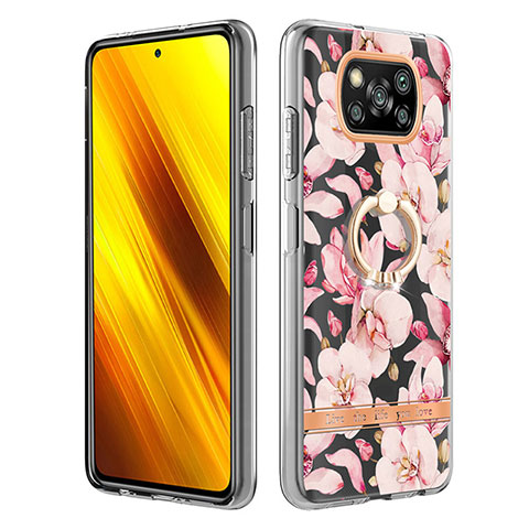 Custodia Silicone Gel Morbida Fantasia Modello Cover con Anello Supporto Y06B per Xiaomi Poco X3 Pro Rosa