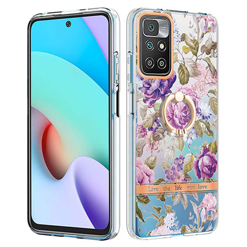 Custodia Silicone Gel Morbida Fantasia Modello Cover con Anello Supporto Y06B per Xiaomi Redmi Note 11 4G (2021) Lavanda