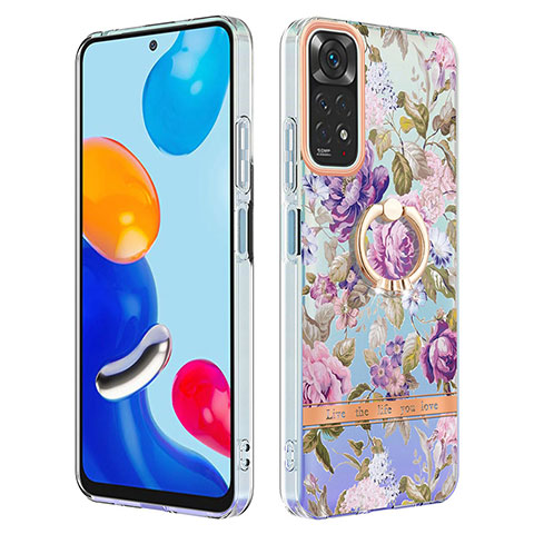 Custodia Silicone Gel Morbida Fantasia Modello Cover con Anello Supporto Y06B per Xiaomi Redmi Note 11 4G (2022) Lavanda