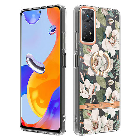 Custodia Silicone Gel Morbida Fantasia Modello Cover con Anello Supporto Y06B per Xiaomi Redmi Note 11 Pro 4G Bianco