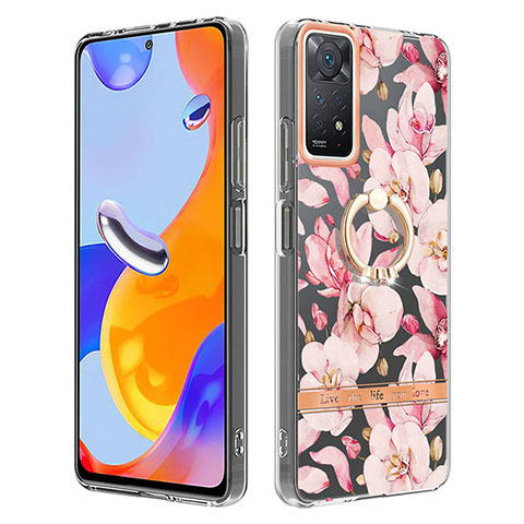 Custodia Silicone Gel Morbida Fantasia Modello Cover con Anello Supporto Y06B per Xiaomi Redmi Note 11 Pro 4G Rosa