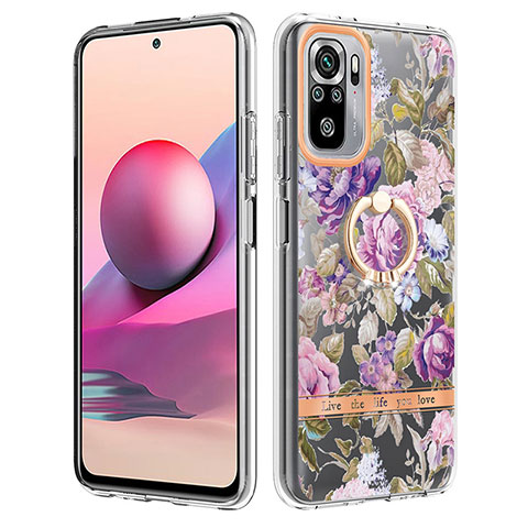 Custodia Silicone Gel Morbida Fantasia Modello Cover con Anello Supporto Y06B per Xiaomi Redmi Note 11 SE India 4G Lavanda