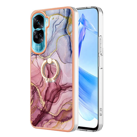 Custodia Silicone Gel Morbida Fantasia Modello Cover con Anello Supporto YB1 per Huawei Honor 90 Lite 5G Rosa