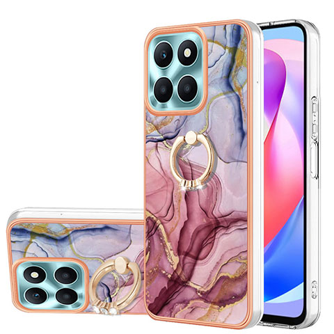 Custodia Silicone Gel Morbida Fantasia Modello Cover con Anello Supporto YB1 per Huawei Honor X6a Lavanda