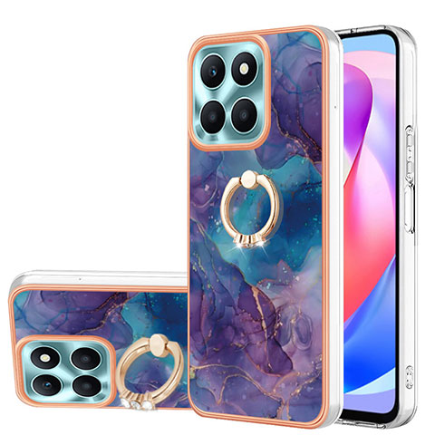 Custodia Silicone Gel Morbida Fantasia Modello Cover con Anello Supporto YB1 per Huawei Honor X6a Viola