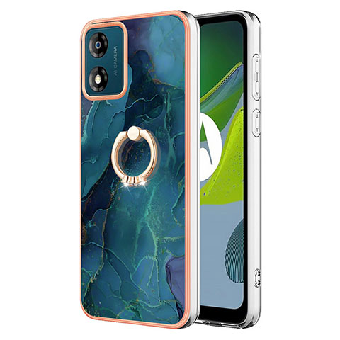 Custodia Silicone Gel Morbida Fantasia Modello Cover con Anello Supporto YB1 per Motorola Moto E13 Verde