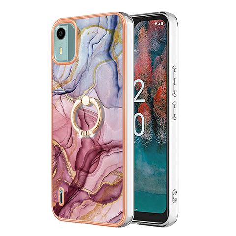 Custodia Silicone Gel Morbida Fantasia Modello Cover con Anello Supporto YB1 per Nokia C12 Plus Multicolore