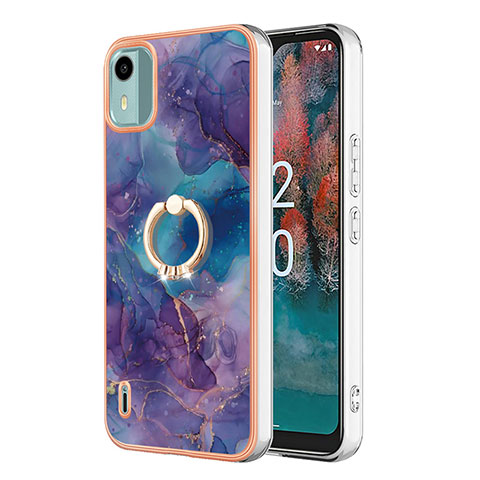 Custodia Silicone Gel Morbida Fantasia Modello Cover con Anello Supporto YB1 per Nokia C12 Viola